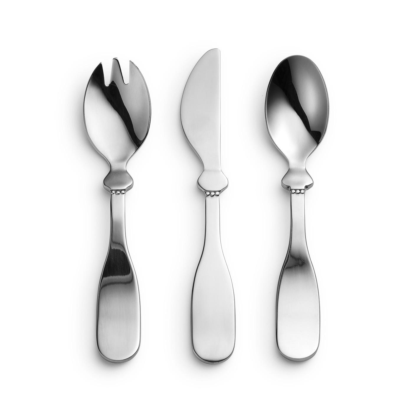 Elodie - Baby bestek -mes, vork en lepel Silver