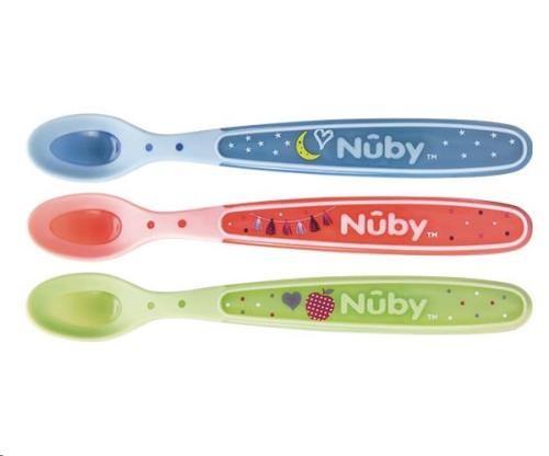 Nuby - Gepatenteerde warmtegevoelige lepels met zachte rand - 3st - 3m+