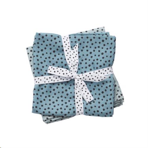 Done by Deer - Burp cloth 2-pack, happy dots, blue