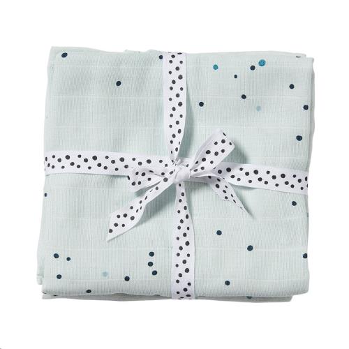 Done by Deer - Burp cloth 2-pack, dreamy dots, blue