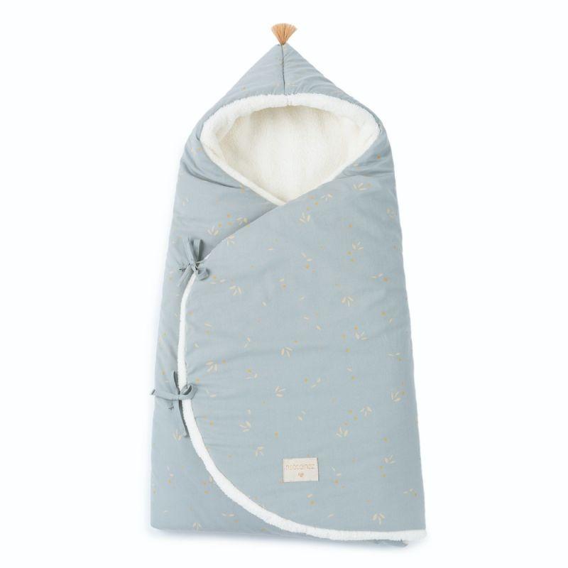 Nobodinoz - Cozy winter baby nest bag willow soft blue